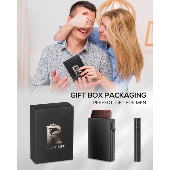 Mens Wallet Card Holder - Smart Wallet for Men, Pop Up Card Case, Top Grain Leat - Picture 8 of 9